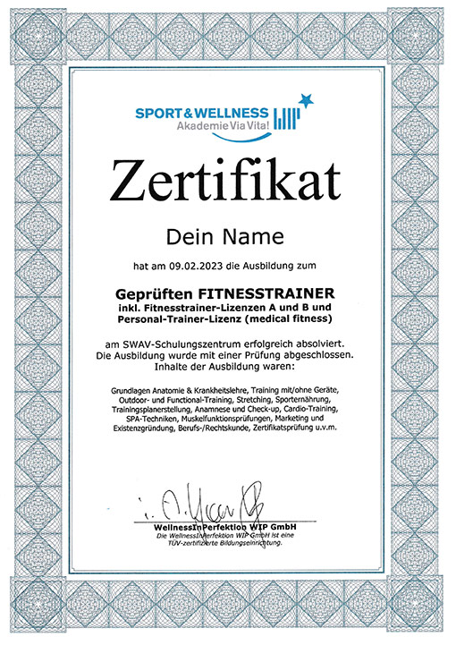 Fitnesstrainer Ausbildung mit Zertifikat